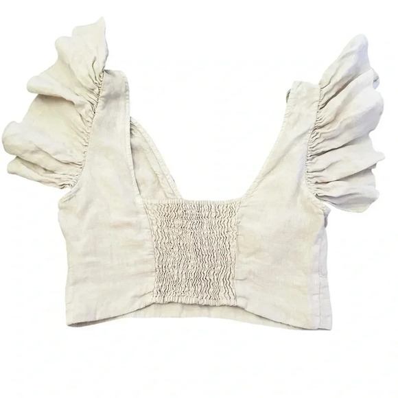 Zara• Ruffle sleeve crop top size small - Picture 2 of 14